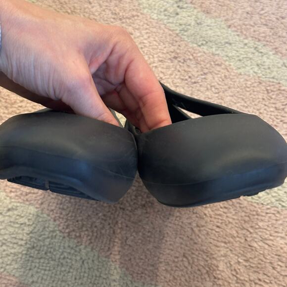 Crocs Black Sloane Cutout Slingback Flats Comfort Rubber Shoe Casual Ballet Work - Picture 3 of 8